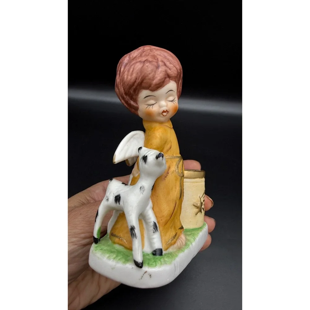 Vintage Jasco Little Luvkins Angel with Lamb Figurine Toothpick Holder